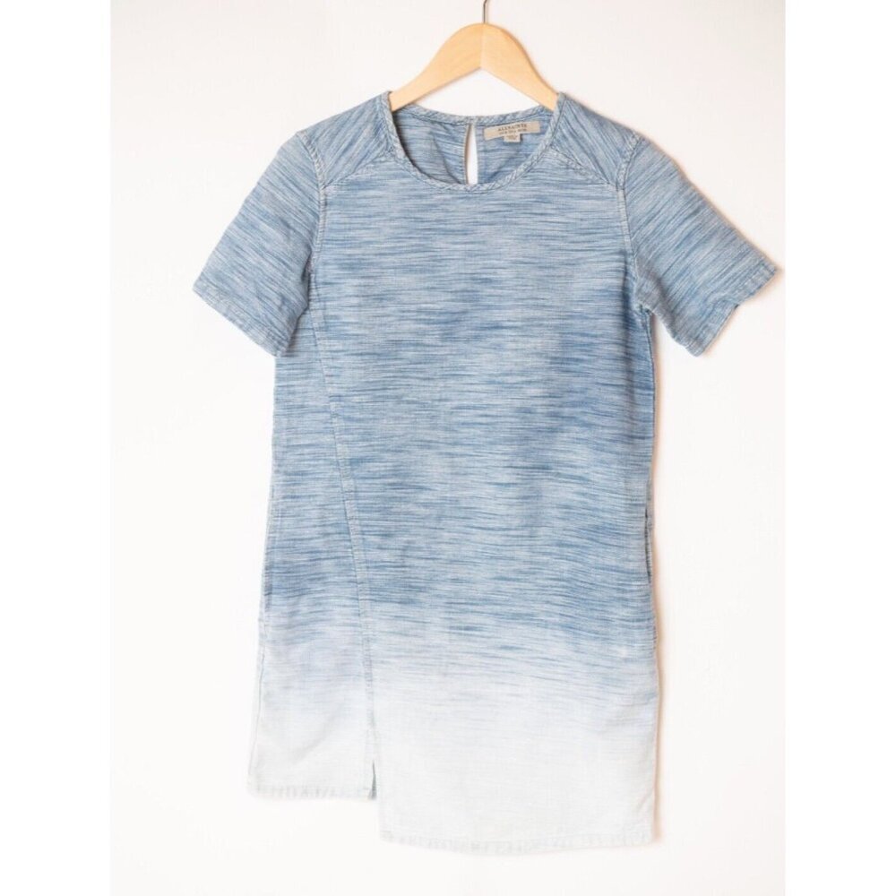 Allsaints Dress Women's Size 2 Short Sleeve Mini Ombre Blue